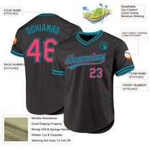 Загрузить изображение в средство просмотра галереи, Custom Black Neon Pink-Teal Authentic Throwback Baseball Jersey