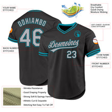 Загрузить изображение в средство просмотра галереи, Custom Black Gray-Teal Authentic Throwback Baseball Jersey