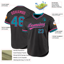 Charger l'image dans la galerie, Custom Black Teal-Pink Authentic Throwback Baseball Jersey