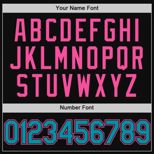 Charger l'image dans la galerie, Custom Black Teal-Pink Authentic Throwback Baseball Jersey