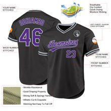 Charger l'image dans la galerie, Custom Black Purple-Gray Authentic Throwback Baseball Jersey