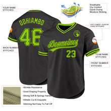 Charger l'image dans la galerie, Custom Black Neon Green Authentic Throwback Baseball Jersey