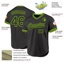 Charger l'image dans la galerie, Custom Black Neon Green Authentic Throwback Baseball Jersey