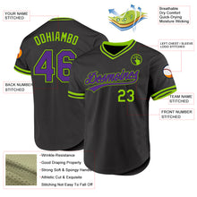 Charger l'image dans la galerie, Custom Black Purple-Neon Green Authentic Throwback Baseball Jersey