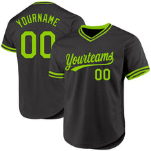 Charger l'image dans la galerie, Custom Black Neon Green Authentic Throwback Baseball Jersey