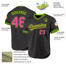 Charger l'image dans la galerie, Custom Black Pink-Neon Green Authentic Throwback Baseball Jersey
