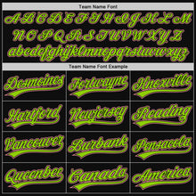Load image into Gallery viewer, Custom Black Medium Pink-Neon Green Authentic Throwback Baseball Jersey