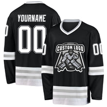 Загрузить изображение в средство просмотра галереи, Custom Black White-Gray Hockey Jersey