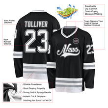 Загрузить изображение в средство просмотра галереи, Custom Black White-Gray Hockey Jersey