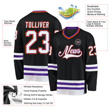 Загрузить изображение в средство просмотра галереи, Custom Black Purple-Orange Hockey Jersey