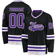 Загрузить изображение в средство просмотра галереи, Custom Black Purple-White Hockey Jersey