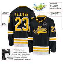 Charger l'image dans la galerie, Custom Black Gold-White Hockey Jersey