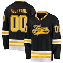 Charger l'image dans la galerie, Custom Black Gold-White Hockey Jersey