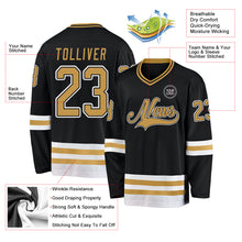 Загрузить изображение в средство просмотра галереи, Custom Black Old Gold-White Hockey Jersey