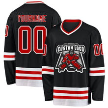 Charger l'image dans la galerie, Custom Black Red-White Hockey Jersey