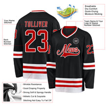 Charger l'image dans la galerie, Custom Black Red-White Hockey Jersey