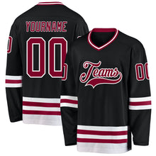 Charger l'image dans la galerie, Custom Black Maroon-White Hockey Jersey