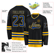 Charger l'image dans la galerie, Custom Black Royal-Gold Hockey Jersey