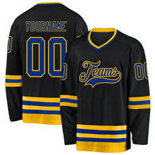 Charger l'image dans la galerie, Custom Black Royal-Gold Hockey Jersey