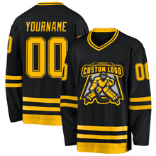Charger l'image dans la galerie, Custom Black Gold Hockey Jersey
