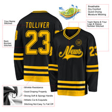 Charger l'image dans la galerie, Custom Black Gold Hockey Jersey