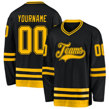 Charger l'image dans la galerie, Custom Black Gold Hockey Jersey