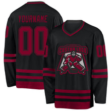 Charger l'image dans la galerie, Custom Black Maroon Hockey Jersey