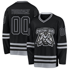 Laden Sie das Bild in den Galerie-Viewer, Custom Black Gray Hockey Jersey