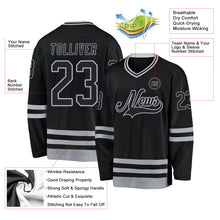 Laden Sie das Bild in den Galerie-Viewer, Custom Black Gray Hockey Jersey