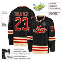Charger l'image dans la galerie, Custom Black Red-Cream Hockey Jersey