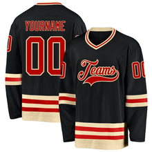 Charger l'image dans la galerie, Custom Black Red-Cream Hockey Jersey