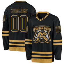 Charger l'image dans la galerie, Custom Black Old Gold Hockey Jersey