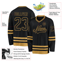 Charger l'image dans la galerie, Custom Black Old Gold Hockey Jersey