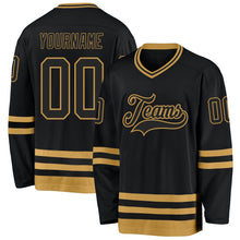 Charger l'image dans la galerie, Custom Black Old Gold Hockey Jersey