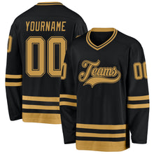 Charger l'image dans la galerie, Custom Black Old Gold Hockey Jersey
