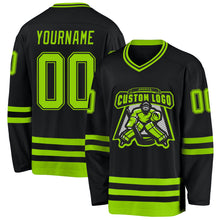 Загрузить изображение в средство просмотра галереи, Custom Black Neon Green Hockey Jersey