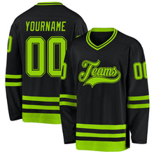 Загрузить изображение в средство просмотра галереи, Custom Black Neon Green Hockey Jersey
