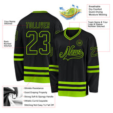 Charger l'image dans la galerie, Custom Black Neon Green Hockey Jersey