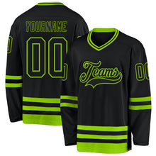 Charger l'image dans la galerie, Custom Black Neon Green Hockey Jersey