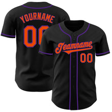 Загрузить изображение в средство просмотра галереи, Custom Black Orange-Purple Authentic Baseball Jersey