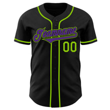 Загрузить изображение в средство просмотра галереи, Custom Black Purple-Neon Green Authentic Baseball Jersey