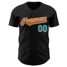 Загрузить изображение в средство просмотра галереи, Custom Black Teal-Texas Orange Authentic Baseball Jersey