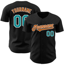 Загрузить изображение в средство просмотра галереи, Custom Black Teal-Texas Orange Authentic Baseball Jersey