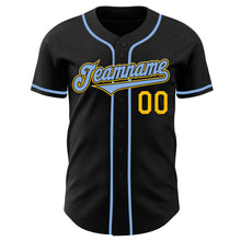 Загрузить изображение в средство просмотра галереи, Custom Black Light Blue-Yellow Authentic Baseball Jersey