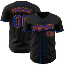 Загрузить изображение в средство просмотра галереи, Custom Black Royal-Orange Authentic Baseball Jersey
