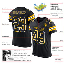 Load image into Gallery viewer, Custom Black White-Gold Mesh Authentic Football Jersey