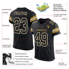 Load image into Gallery viewer, Custom Black White-Old Gold Mesh Authentic Football Jersey
