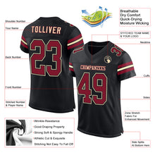 Laden Sie das Bild in den Galerie-Viewer, Custom Black Crimson-Cream Mesh Authentic Football Jersey