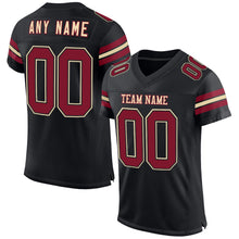 Laden Sie das Bild in den Galerie-Viewer, Custom Black Crimson-Cream Mesh Authentic Football Jersey
