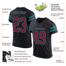 Laden Sie das Bild in den Galerie-Viewer, Custom Black Crimson-Teal Mesh Authentic Football Jersey